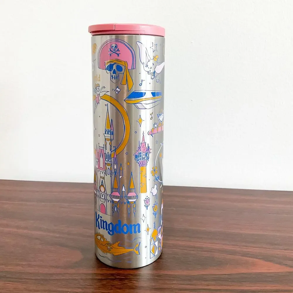 Disney World 50th Anniversary Magic Kingdom Starbucks Metal Tumbler Bottle New